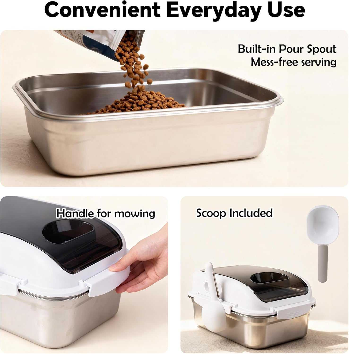 304 Stainless Steel Dog Food Storage Container with Lid for Cat Bird Pet Dry Food Treats, Airtight Mouse Proof Small Storage Bin Fits Up To 14 Lbs, Coming With Scoop