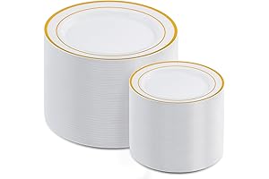 AOZITA Golden Disposable Plates for Weddings and Parties