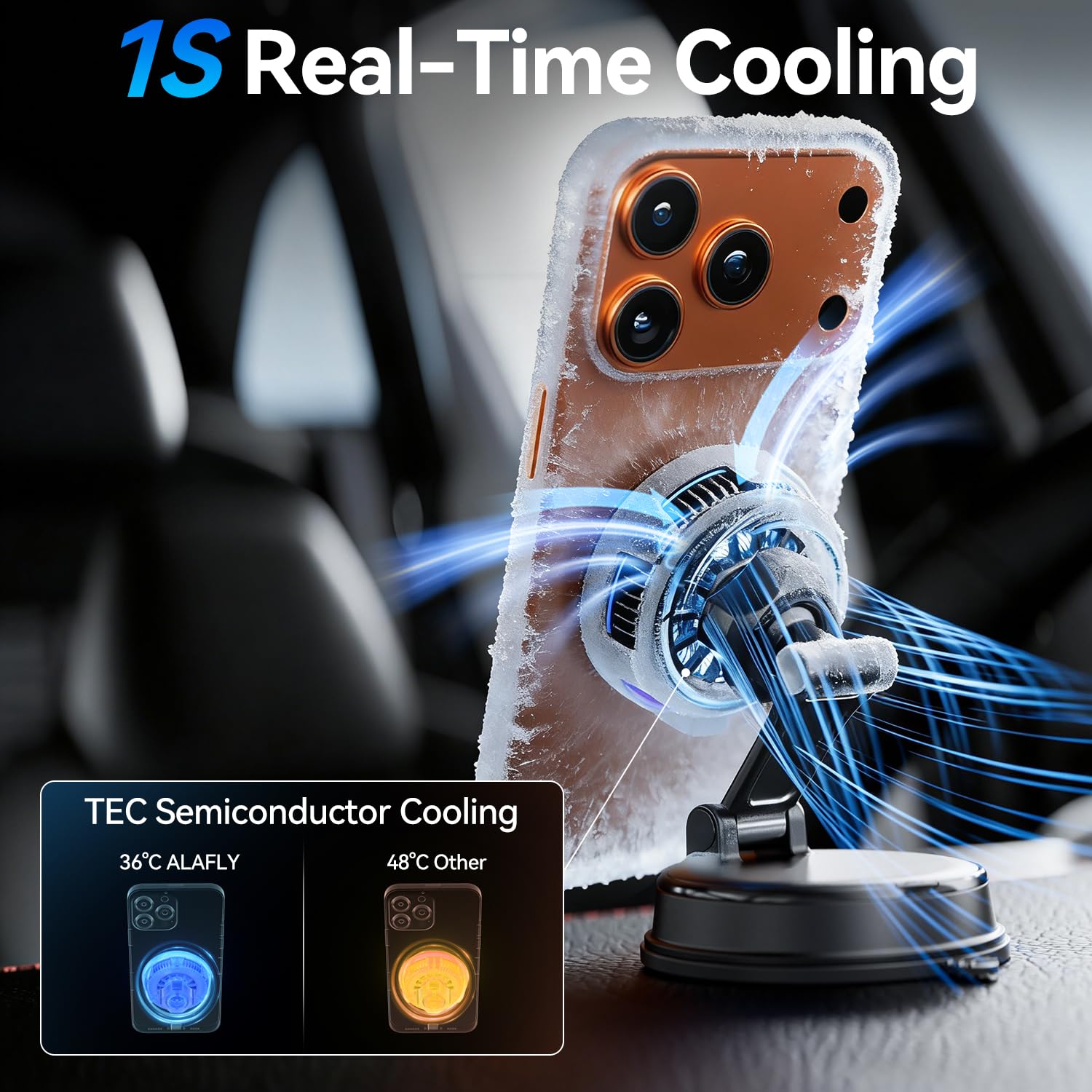 Qi2.2 25W Cargador Compatible con MagSafe para Coche, Soporte de Carga Inalámbrica Rápida con Iman Magnético para iPhone 17/16/15 Pro Max, Holder Móvil para Teléfono Auto incluido 45w Adaptador