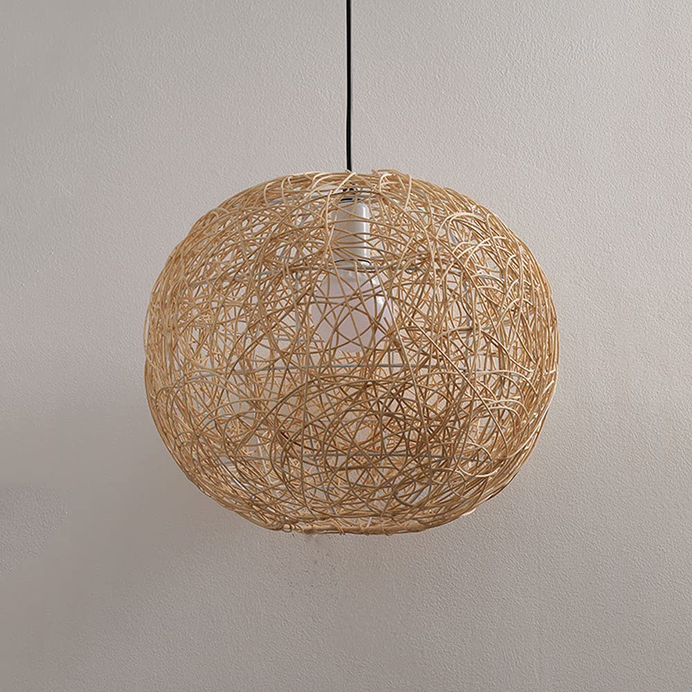 Lámpara Colgante De Techo para Pasillo Pantalla Lámpara Cesta De Mimbre Araña De Nido De Pájaro Natural De Techo Estilo Asiático Lámpara Colgante De Mimbre De Bambú para Iluminación Interior