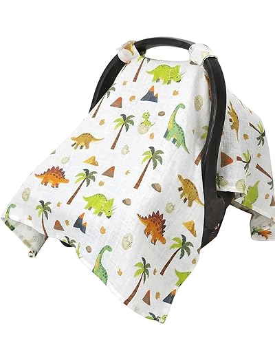 Rquite Funda de asiento de coche para bebé, niña, niño, fundas de muselina de algodón para asiento de automóvil, toldo transpirable para