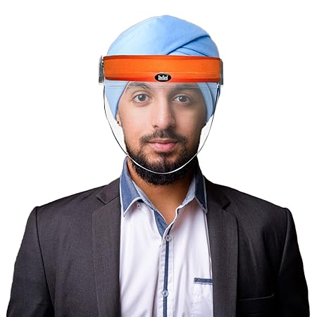 Steelbird SBA-2 PLUS 7Wings Unisex Helmet Visor Face Shield Specially Designed To Wear with Turban for bike riders or to protect face (Pack of 2, Kesari)