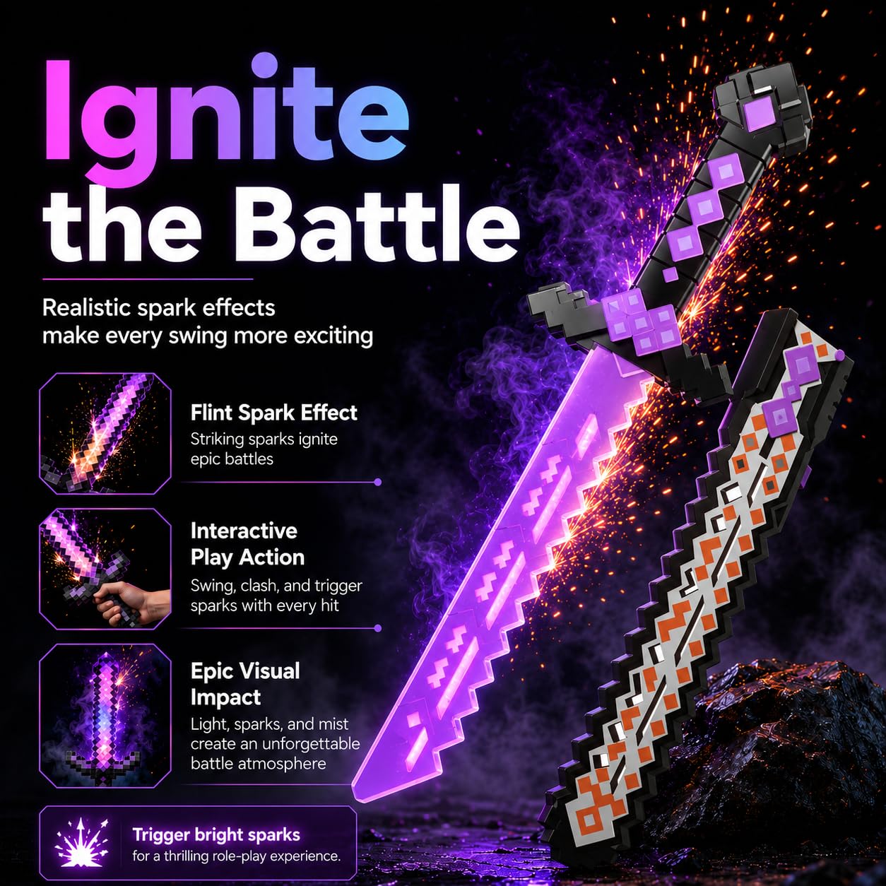 Espada de neón Cyberpunk – Hoja brillante LED de 31 pulgadas con sensor de sonido y golpe – Espada corta táctica futurista.