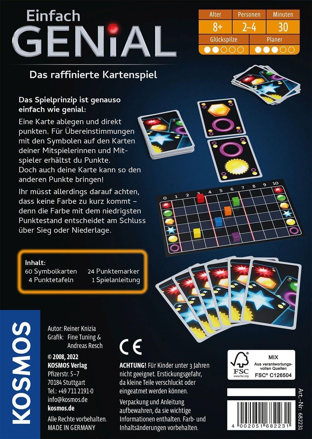 Kosmos 682231 Simply Ingenious - The Refined Card Game, Exciting and Entertaining Strategy Game with Simple Rules, Board Game for On the Go from 8 Years for 2-4 People