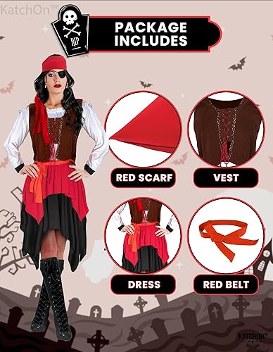 Vista 2 de KatchOn Disfraz de pirata de Halloween para mujer, vestido adulto para cosplay