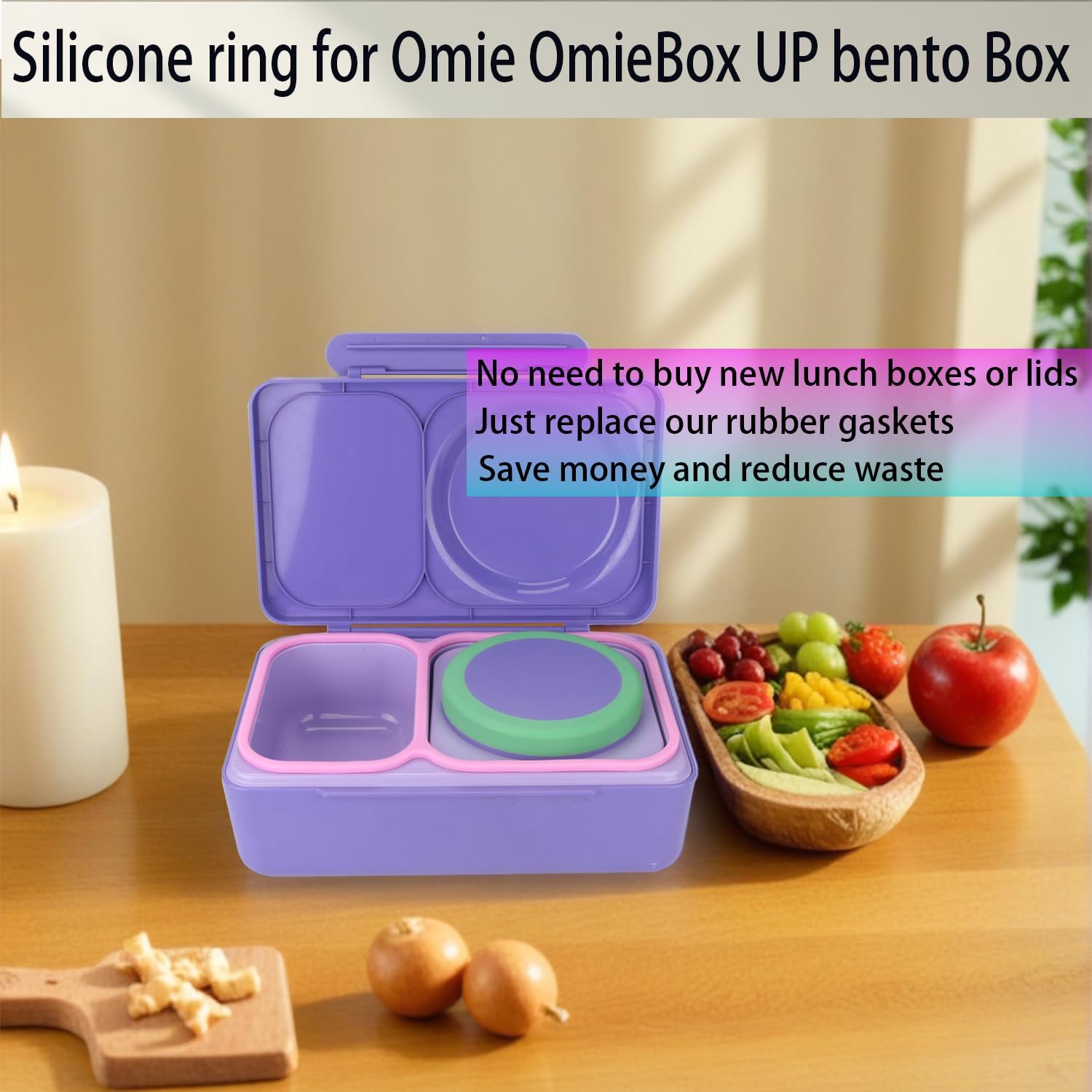 6 pack Lid Seal Gasket for OmieBox UP ，Fit Seal Replacement compatible with OmieBox UP ，Made from 100% Food-Safe Silicone Rubber，Ensures Leak-Proof Freshness
