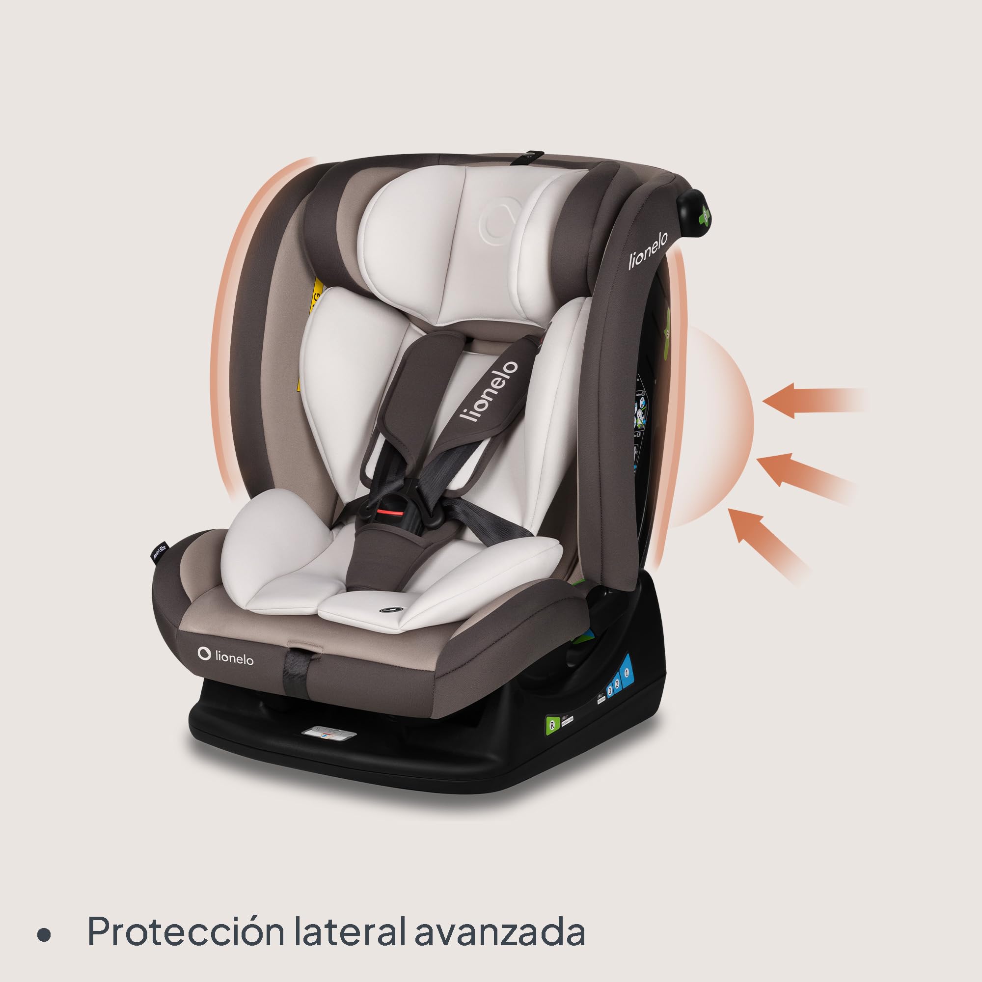 LIONELO AART I-SIZE Silla Coche Bebé 40-150 cm, Montaje con Cinturones de Seguridad, Reposacabezas e Inclinación Ajustables, Almohadilla lumbar y Reductor, Norma R129 i-Size