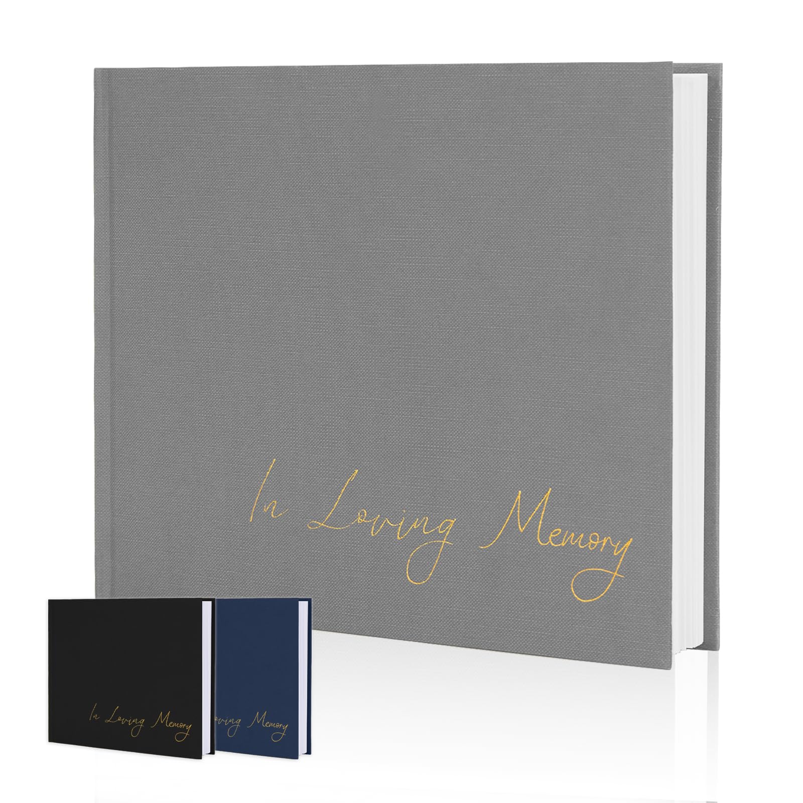 Braveriky Minimalist Funeral Guest Book - in Loving Memory Guestbook with Table Sign - Hardcover Guest Sign in Book for Funeral Service - 320 Entries,