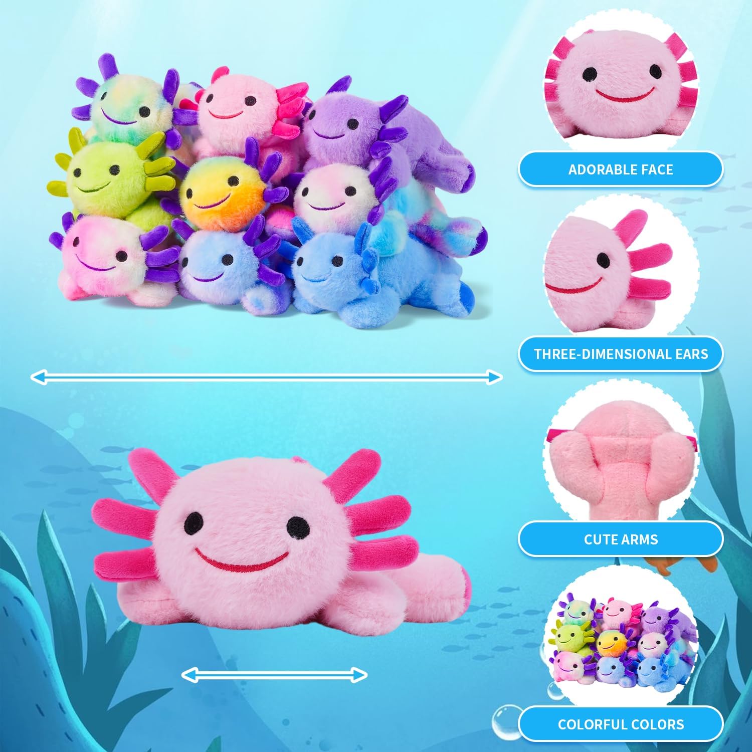 Axolotl Plush Toy,Soft Cute Axolotl Stuffed Cotton Plush Pillow Kawaii Salamander Animal for Boys Girls Kids Gift.(Palm Pink)