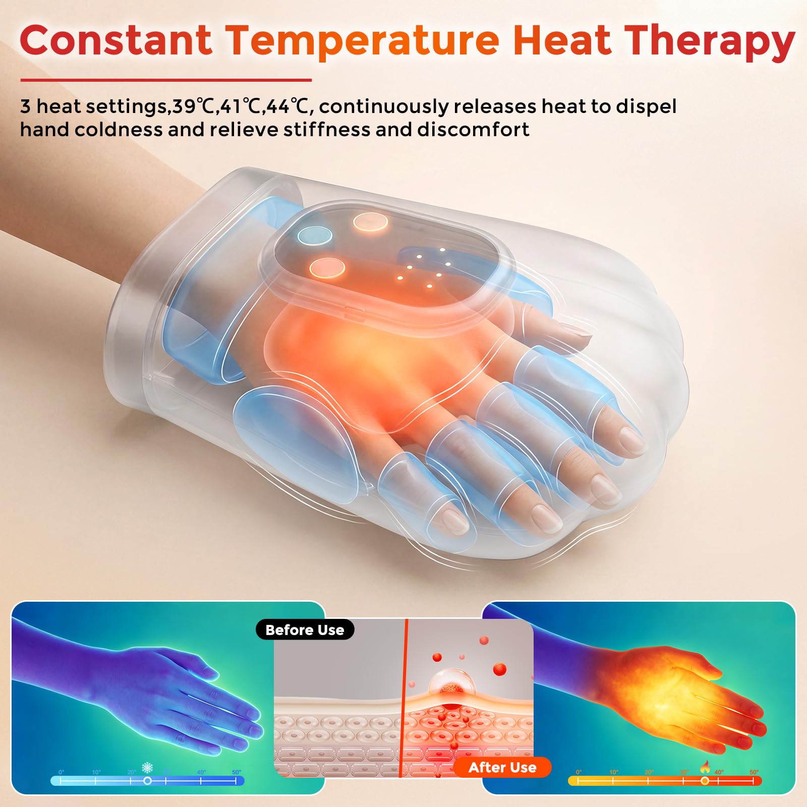 WingFly Handmassagegerät mit Wärmefunktion, 3 Heizstufen & 3 Druckstufen