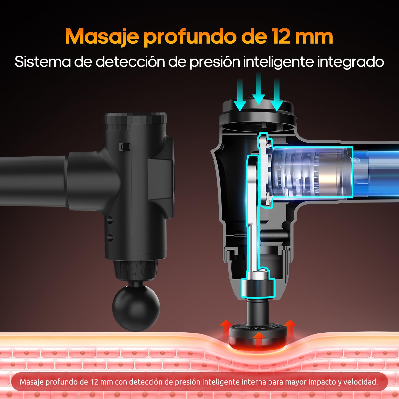 AERLANG Pistola de Masaje Muscular con Calor – Masajeador Muscular Profundo con 20 Velocidades, 7 Cabezales y Pantalla LED, Masajeador Cervical y Espalda – Regalo para Hombre, Mujer, Papá y Mamá