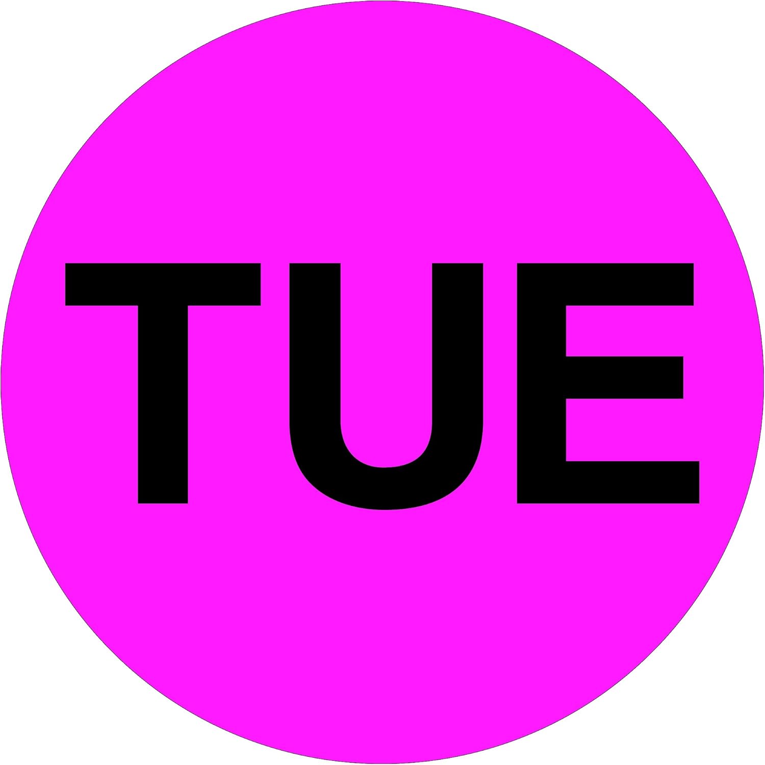 Partners Brand PDL6512 Tape Logic Inventory Circle Labels, Days of The Week, "TUE", 2", Fluorescent Pink (Pack of 500)