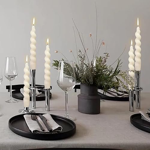 Miniatura 5 de Velas cónicas en espiral, velas de cena blancas, sin perfume, diseño elegante para decoración del hogar, bodas, fiestas, festividades, vacaciones