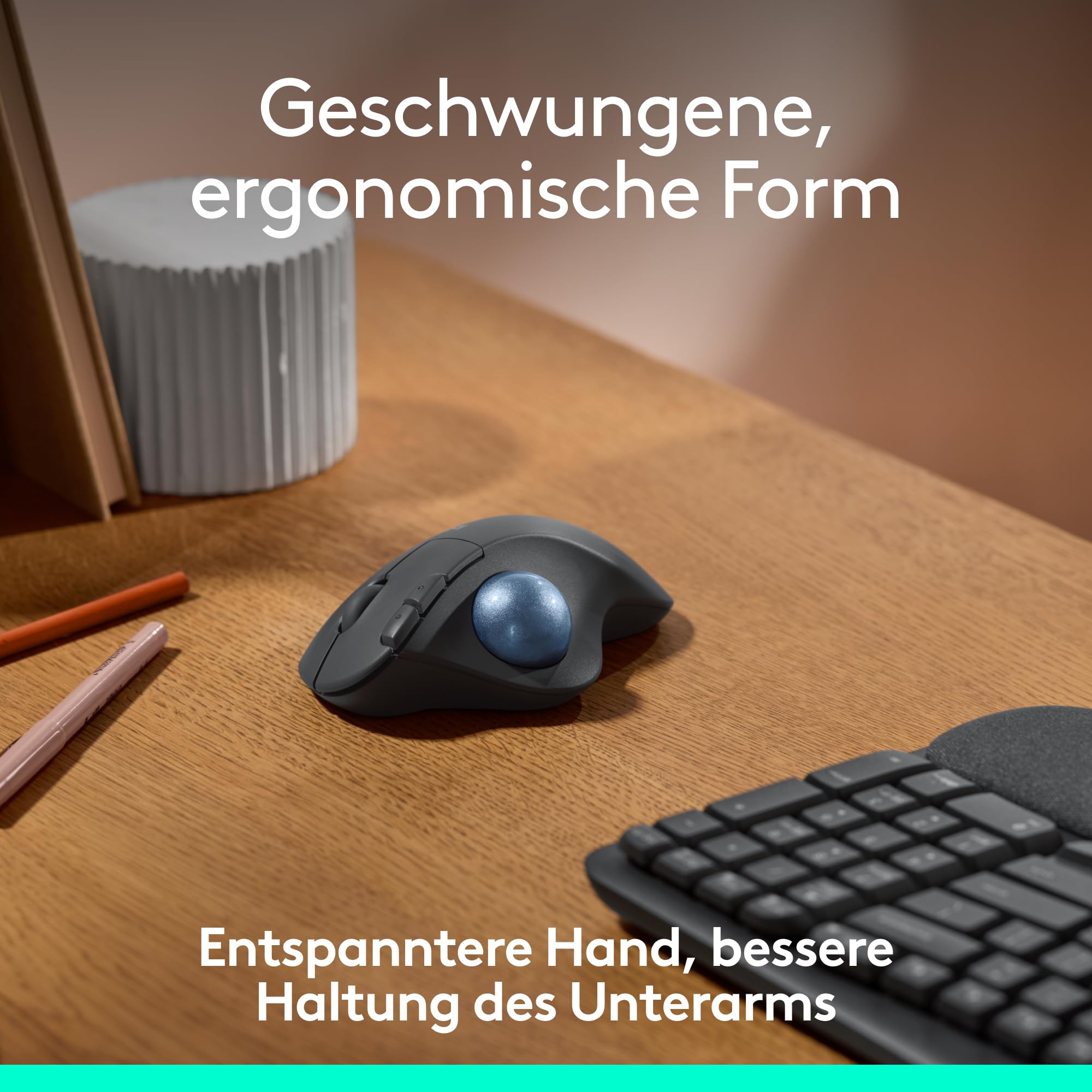 Logitech ERGO M575 For Business kabelloser Trackball – leichte Daumensteuerung, ergonomisches Design, gesichertes Logi Bolt, Bluetooth, weltweit zertifiziert, Windows/Mac/Chrome/Linux – Grafit