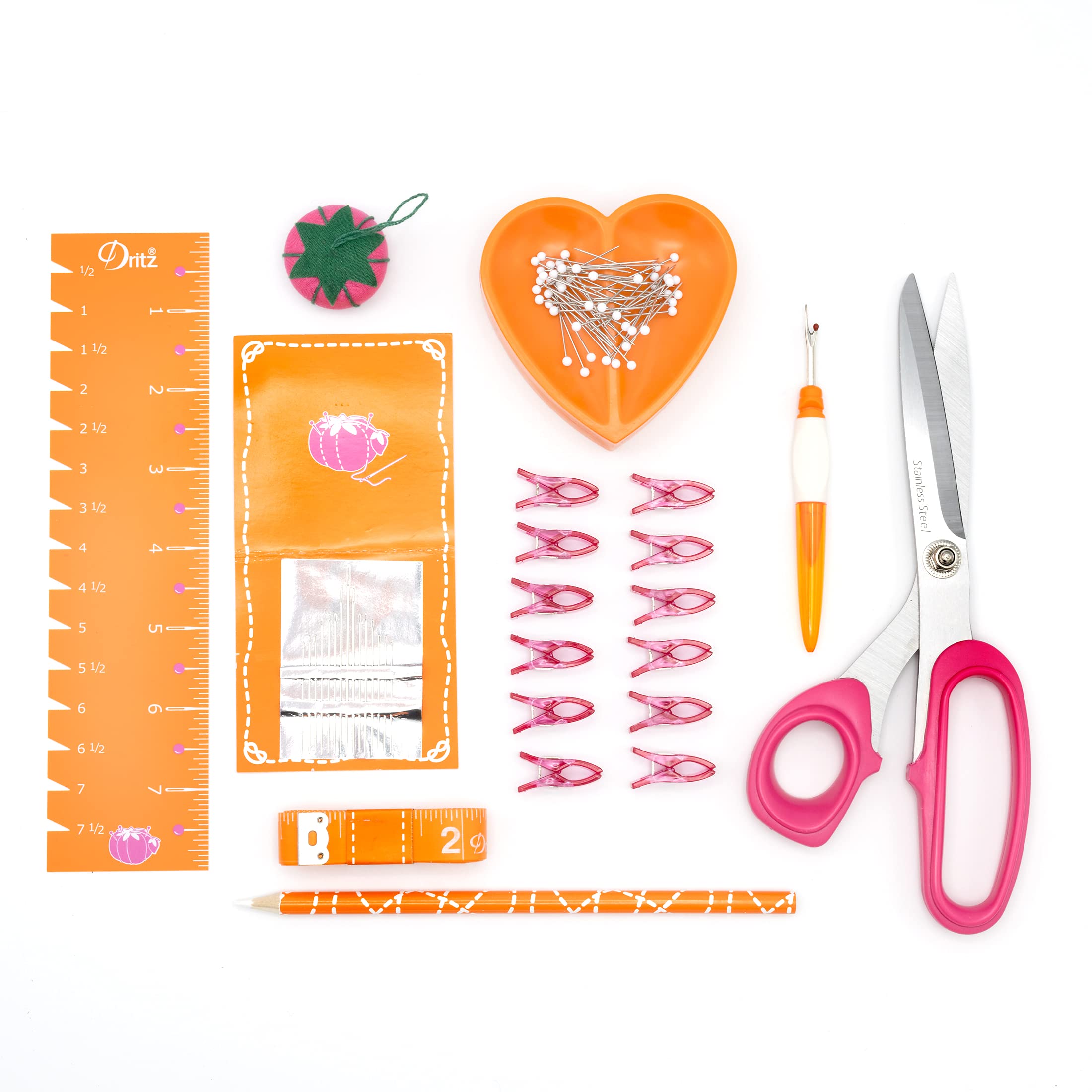 Dritz Kit de costura, naranja y rosa