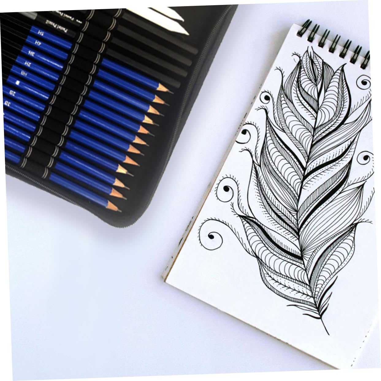 Kit de Crayons à Dessin Professionnels pour Étudiants en Art 72 Pièces Noir
