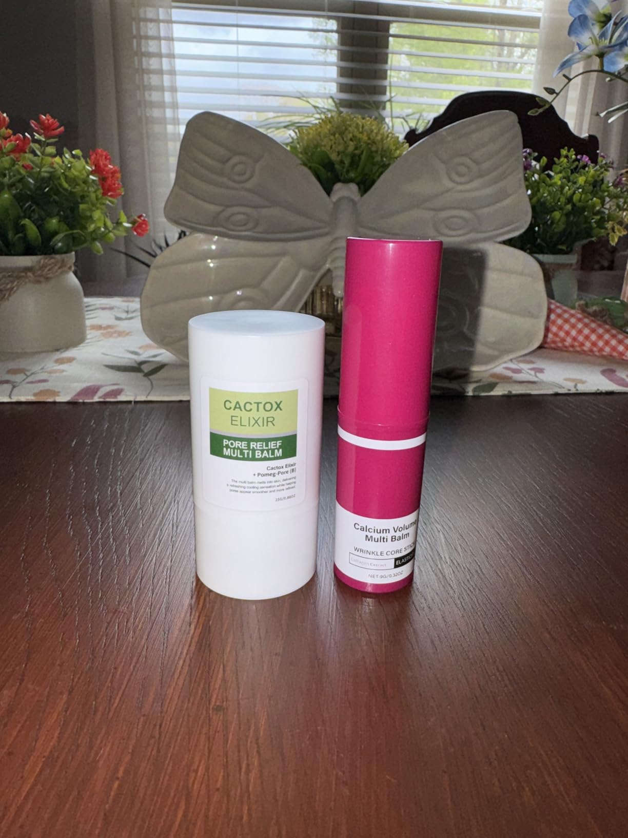 cactox Multi Balm Stick Duo – Calcium & Collagen Firming Wrinkle Stick + Cactus Cooling De-Puff Pore Tightening Stick, All-in-One Face & Eye Care for Visible Pores and Dry Lines