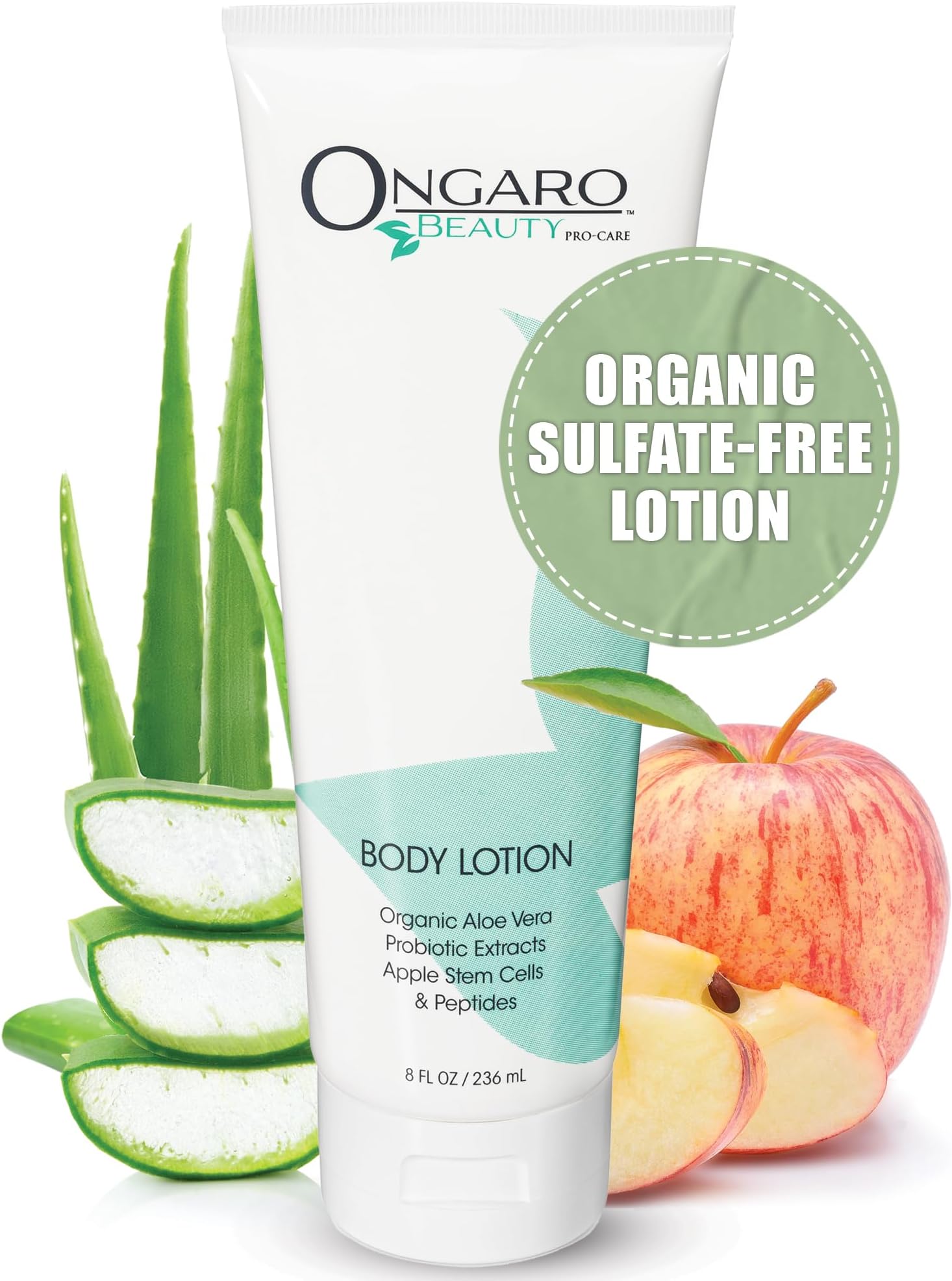 Ongaro Beauty Body Lotion for Dry Skin, Aloe Vera and Hyaluronic Acid, 8 oz