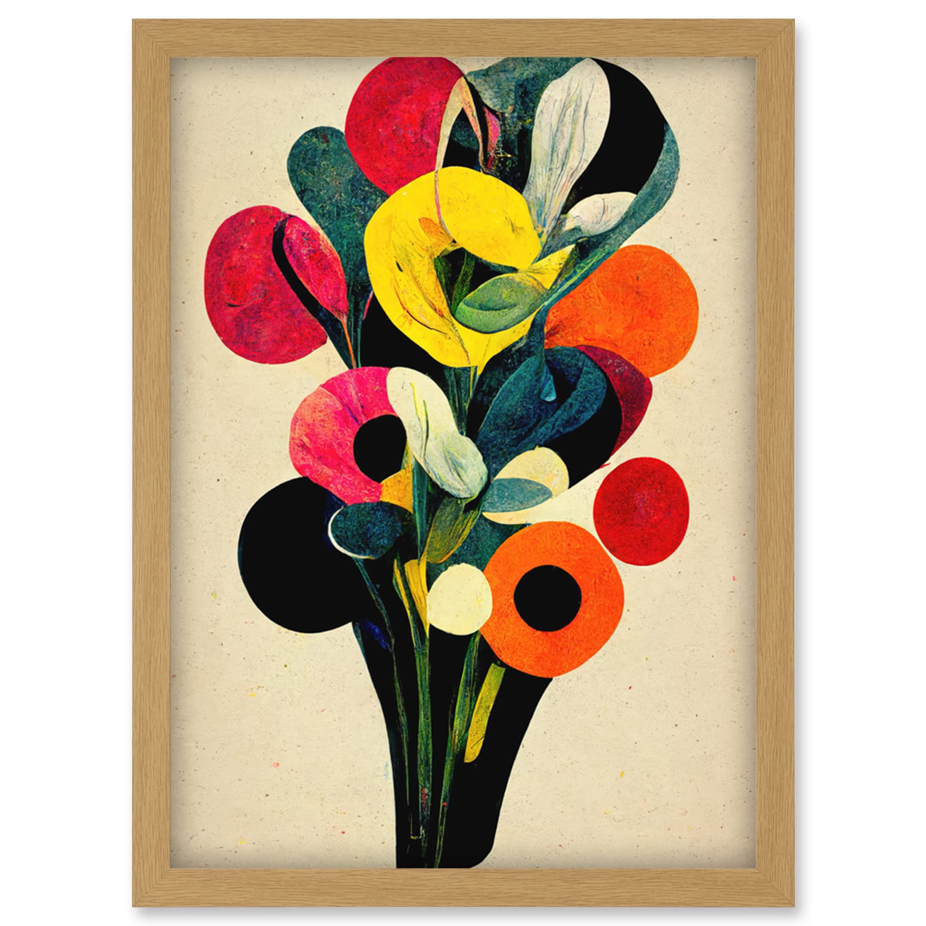 Doppelganger33 LTD Kandinsky Inspired Abstract Multicolour Flower Bouquet Artwork Framed Wall Art Print A4