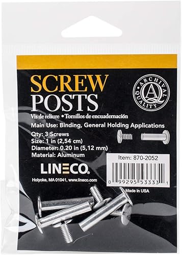 Lineco Tornillos de aluminio para encuadernación de 3/Pkg, 1"