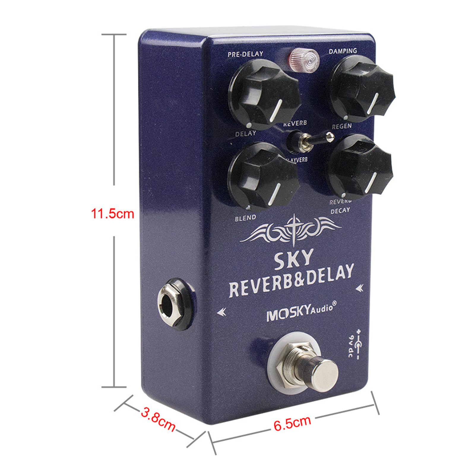 SKY REVERB - Pedal de efecto de bajo, para guitarra eléctrica, efecto de reverberación, efecto de derivación, carcasa de metal completo, accesorios de piezas de guitarra