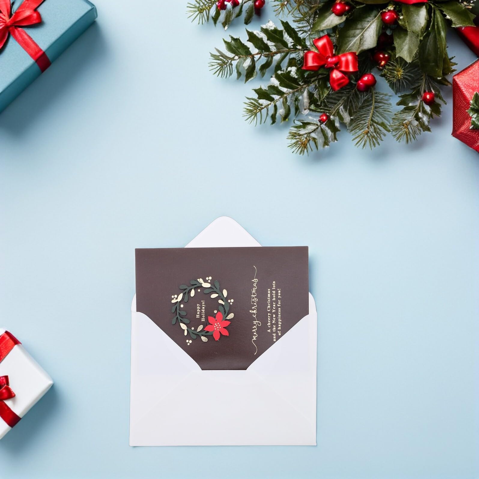20sätze Weihnachtskarten mit Umschlägen Weihnachtskranzkarten und Festtagsgrußkarten Kleine Blankokarten und Blanko-grußkarten für Persönliche Weihnachtsgrußkarten