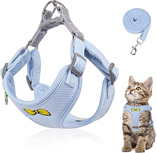 Cat Lead Set for Cats, Polyester Adjustable Cat Harness with Lead, Cat Harness Lead Set, Harness for Cats, Escape Proof for Kittens, Dogs (Blue, M) product image