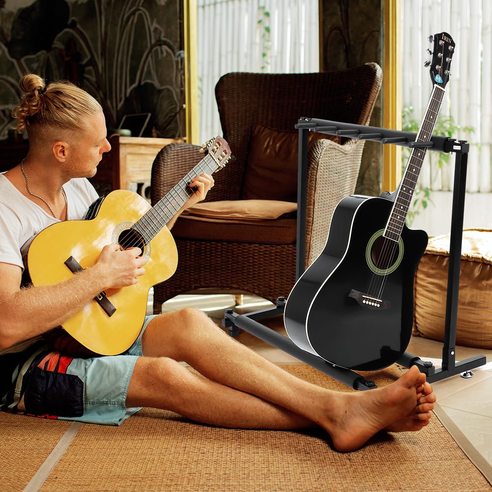 Stand Guitare Support Stands avec 5 emplacements Support de guitare Support de présentoir de guitare Support de pied pour Guitares pour Acoustique, Basse, Guitare électrique