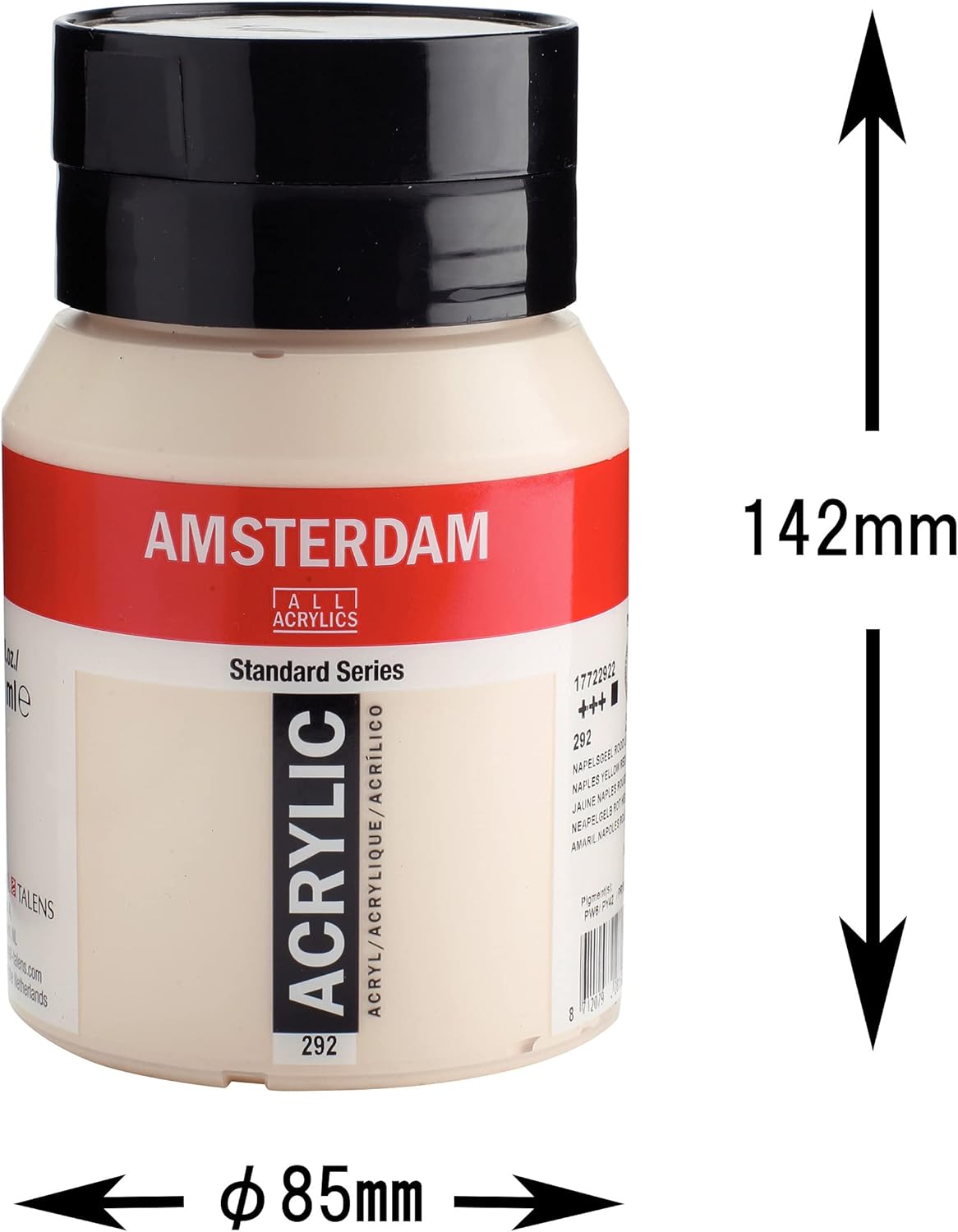Amsterdam Standard Series Acrylic Jar 500 ml Naples Yellow Red Light 292 (17722922), 500 ml (Pack of 1) - Image 5