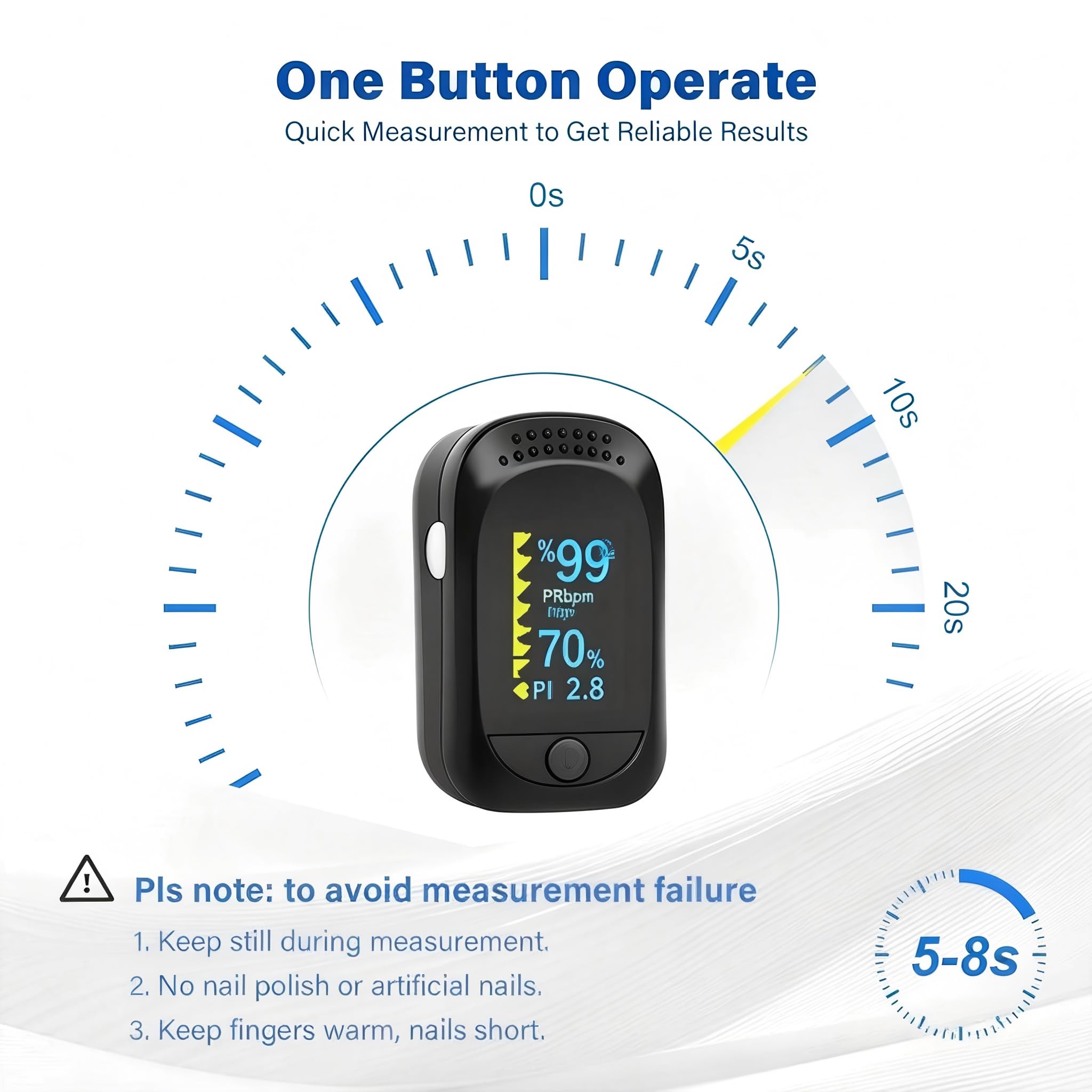 Finger Pulse Oximeter| Accurately Measures Blood Oxygen Saturation|Heart Rate Monitor,Auto-Rotating OLED Screen for Home Use, Sports, Aviation & Health Monitoring — view 3
