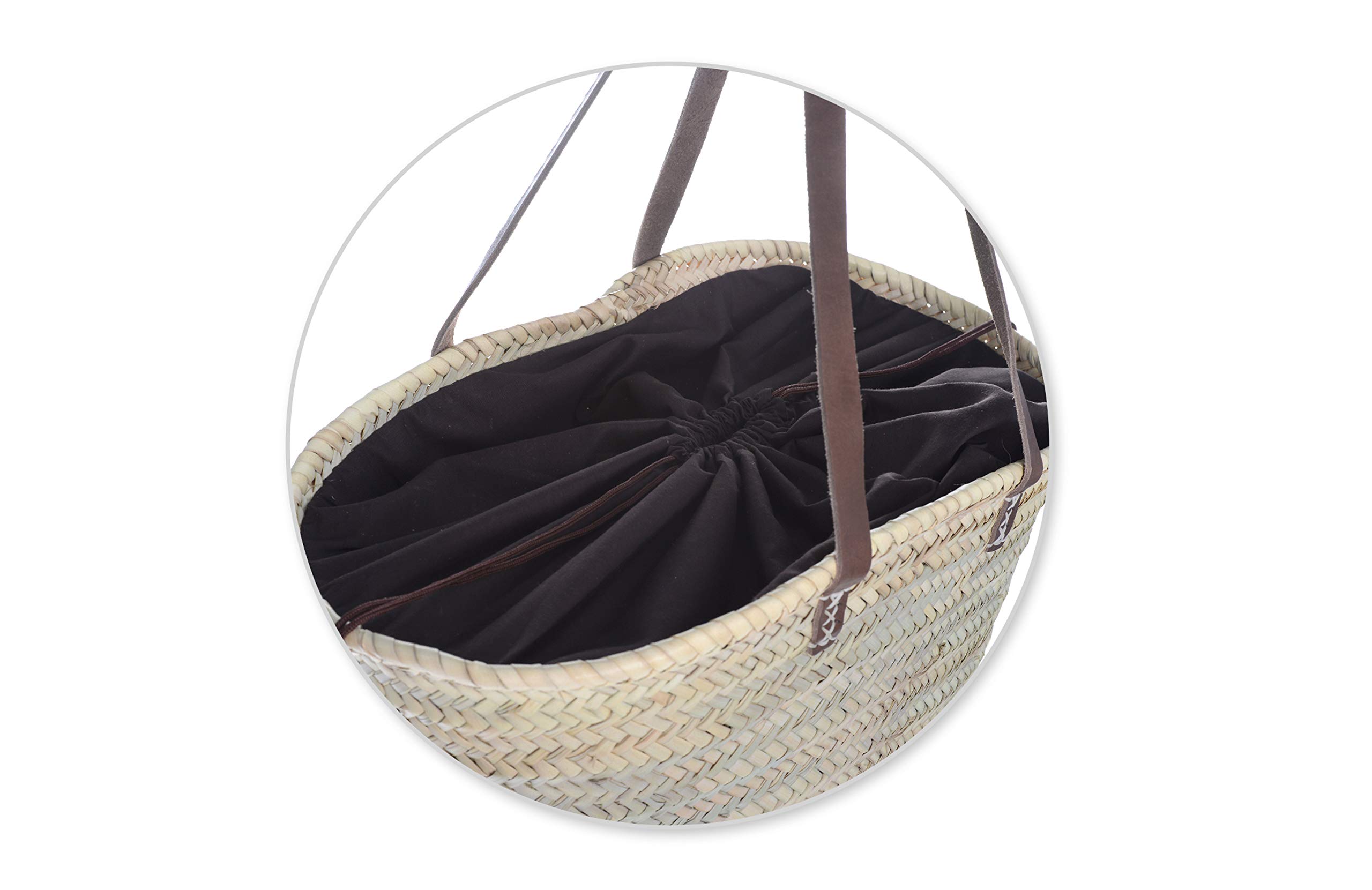 Afrikan Bags - Bolso Capazo de Palma| Bolso de Palma de Base Oval con Asa Bandolera y Cierre Ajustable - 48 x 32 x 30 cm (medidas aproximadas)