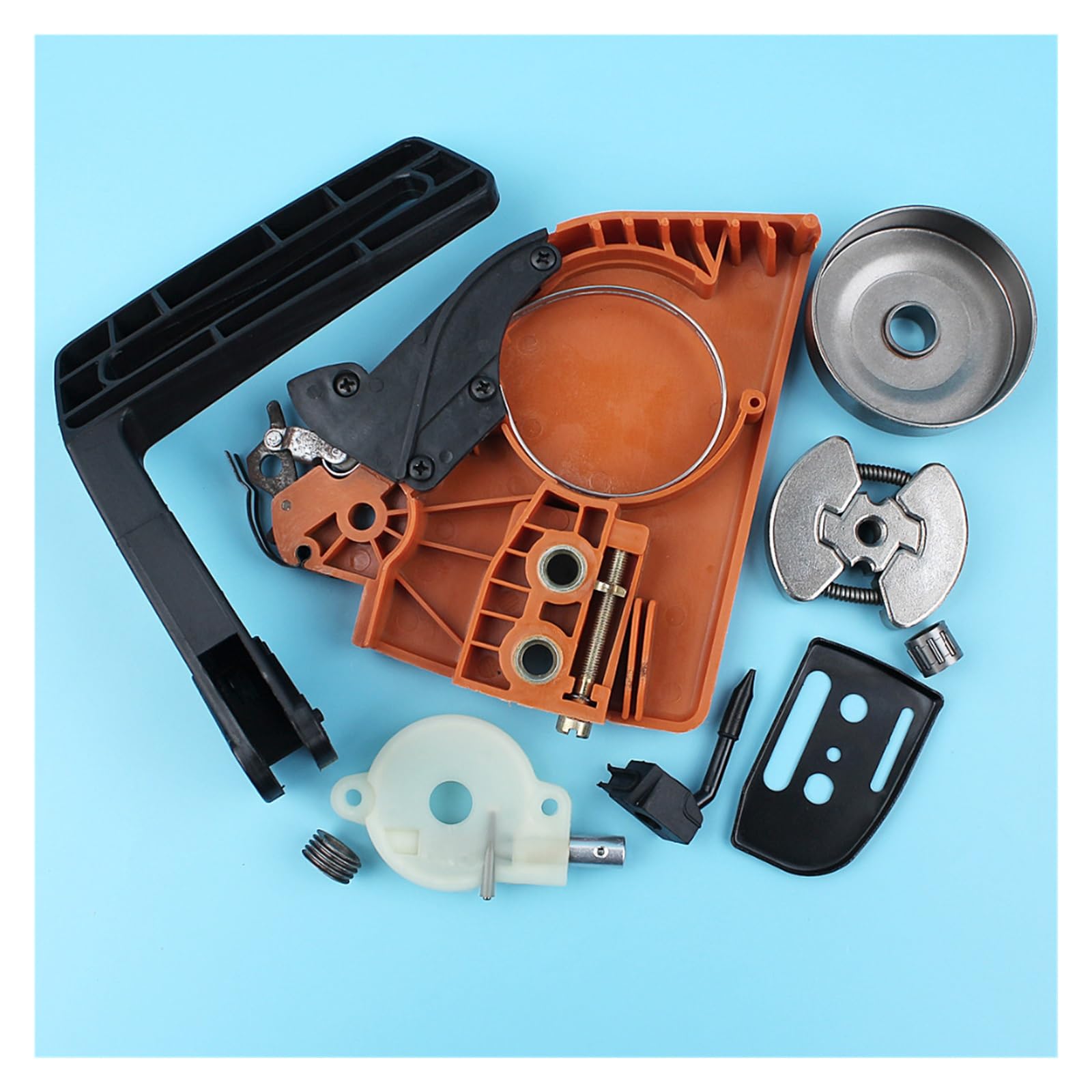 Cubierta de piñón freno cadena, Kit bomba aceite tambor embrague for Husqvarna 136 137 141 142, protector mango motosierra, placa barra engranaje helicoidal