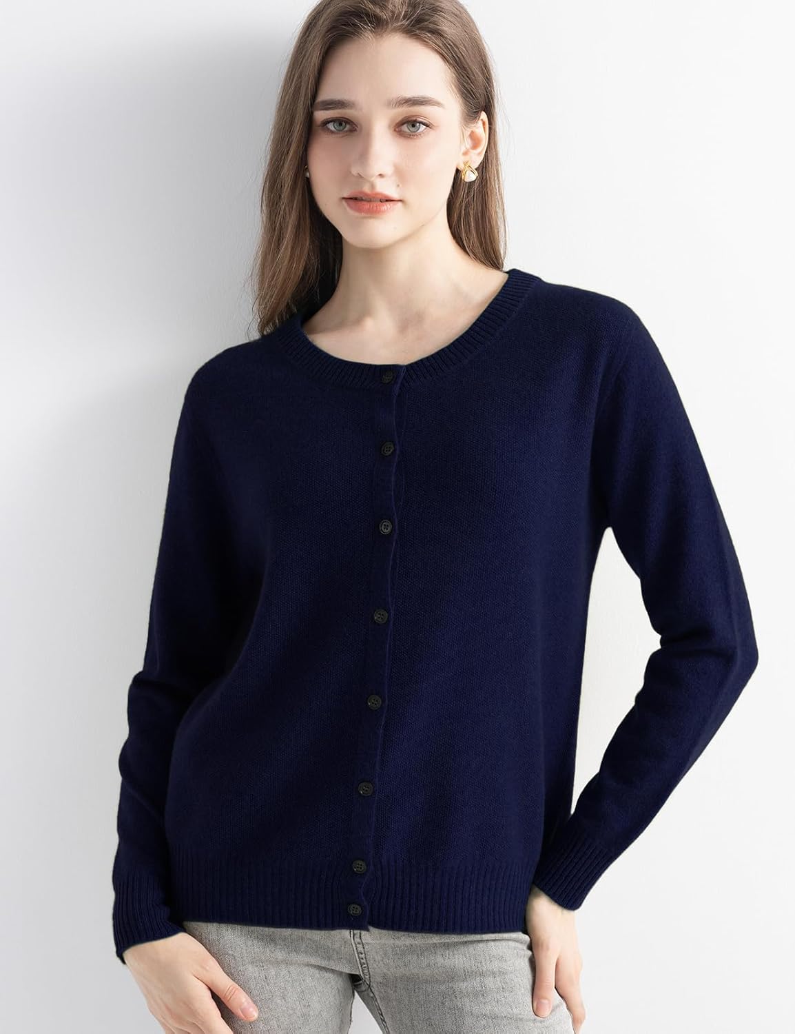 Chanyarn Women's 100% Pure Cashmere Cardigan Crew Neck Long Sleeve 2025 Fall Winter Warm Soft Knit Cardigan Sweater - Image 3