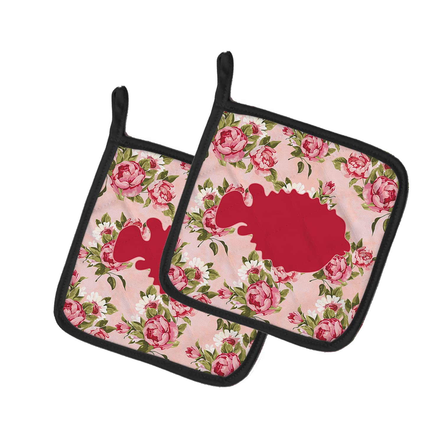 Carolines Treasures Fish - Blowfish Shabby Chic Pink Roses 1 Paar Topflappen, BB1016-RS-PK-PTHD, 7.5HX7.5W, mehrfarbig
