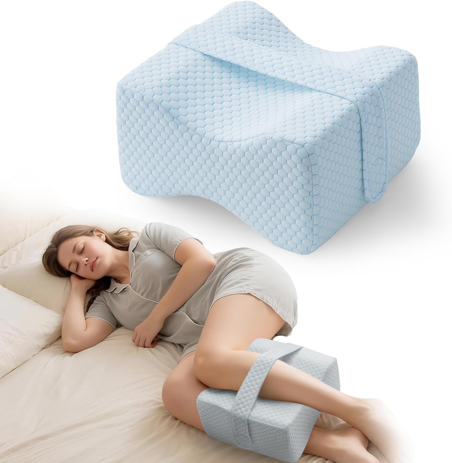 Extra Large Knee Pillow for Side Sleeper – Slow-Recovery Memory Foam Knee Pillow for Hip Pain, Sciatica Relief, & Injury Recovery – Perfect for Tall Individuals and Side Sleepers