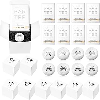 8 Sets Groomsman Proposal Gift Box with Golf Balls, Bamboo Tees, and Invitation Cards - Wedding Gifts for Groomsmen, Best Men, Golf DIY Gift Set, white, black