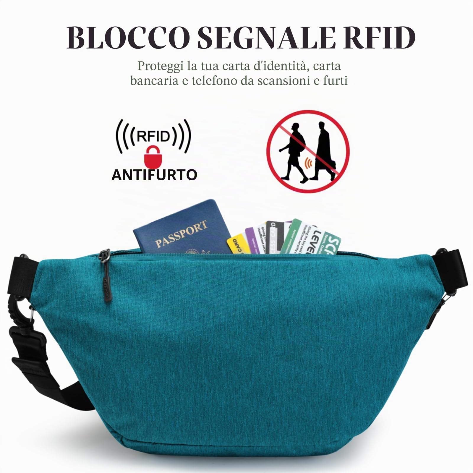 G4Free Borsa a tracolla, grande borsa a tracolla con blocco RFID, zaino a tracolla per uomini e donne, viaggi, escursionismo