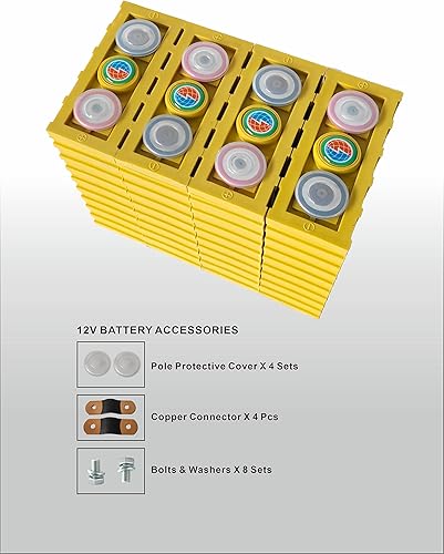 Winston TSWB-LYP50AHA Batería de iones de litio 3 V* 4 unidades de 12 V, celda recargable prismática amarilla para PV solar, marina, UPS, reemplazo