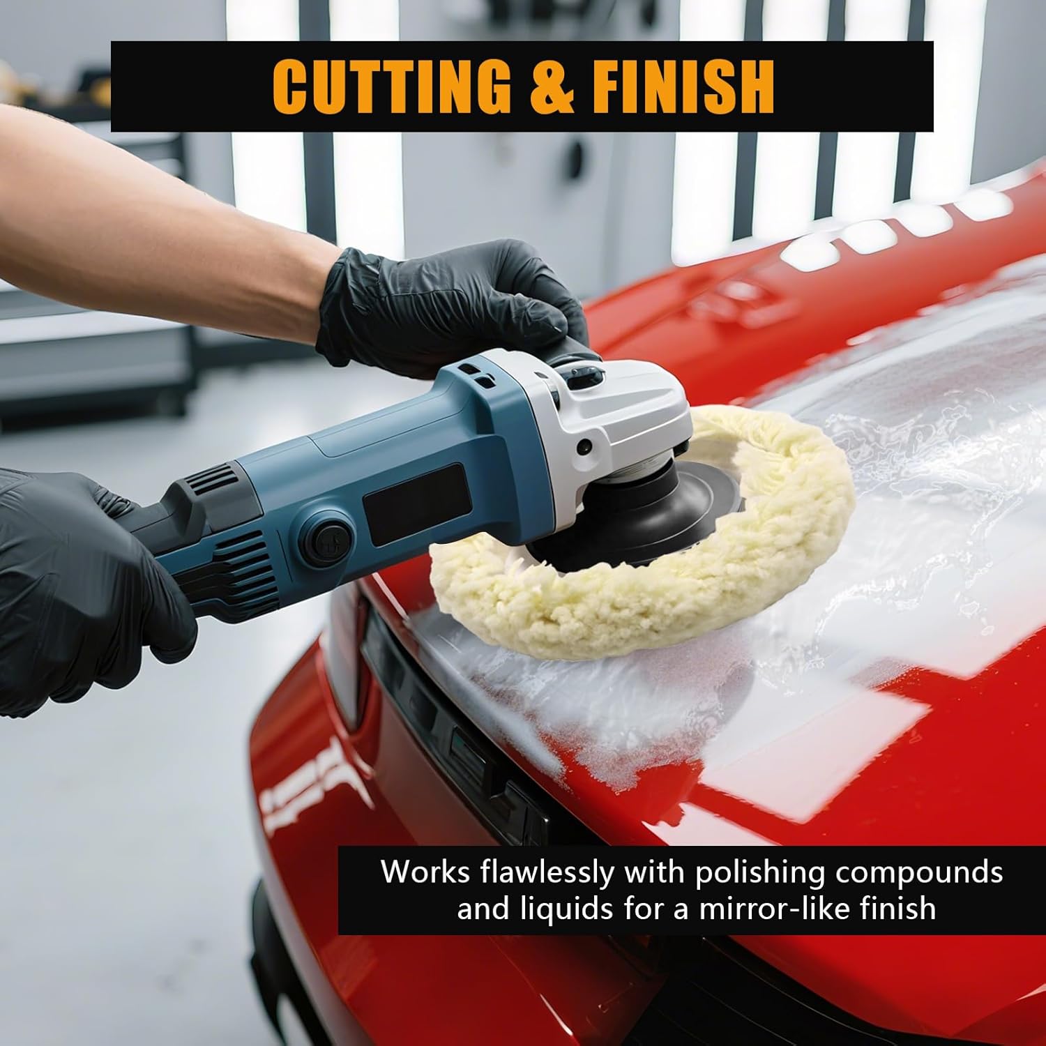 VIBRATITE 8 Inch Wool Buffing Pads, Natural Wool Polishing Pads, Hook and Loop Buffing Pad for Polisher, Cutting and Compounding, Car Polishing - Image 5