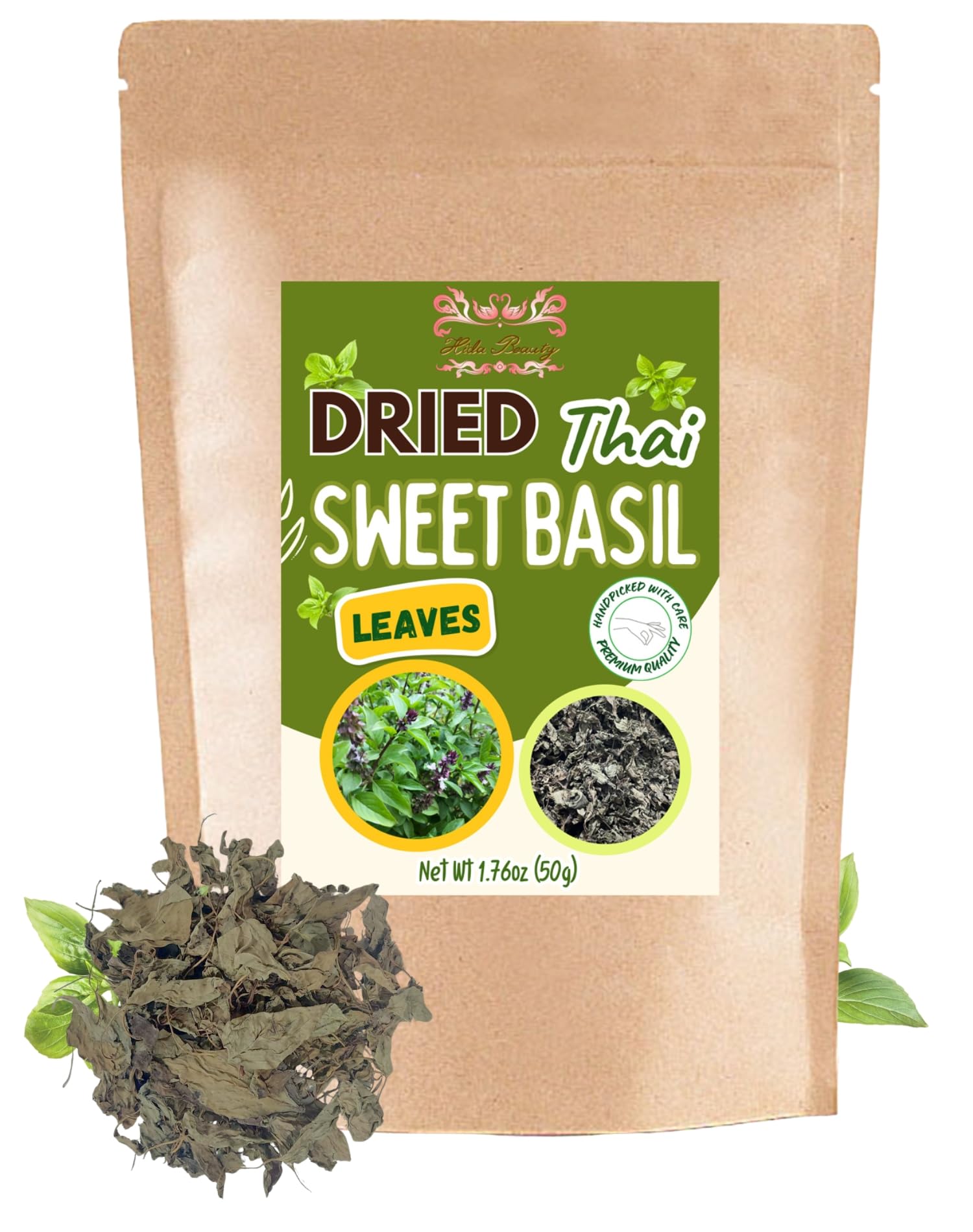 Hida BeautyThai Sweet Basil Dried Leaves 50g Perfect for Blend Seasoning Asian Cuisines Cooking herbs spices