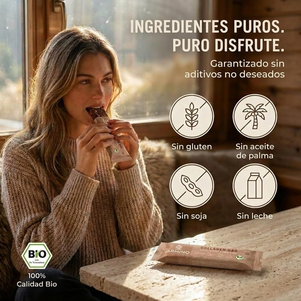 Barrita Colágeno | Barrita Alta en Proteínas Chocolate Almendra 12x55g - Barrita Alta en Proteínas Baja en Azúcar + Sin Aceite de Palma (Chocolate Almendra)
