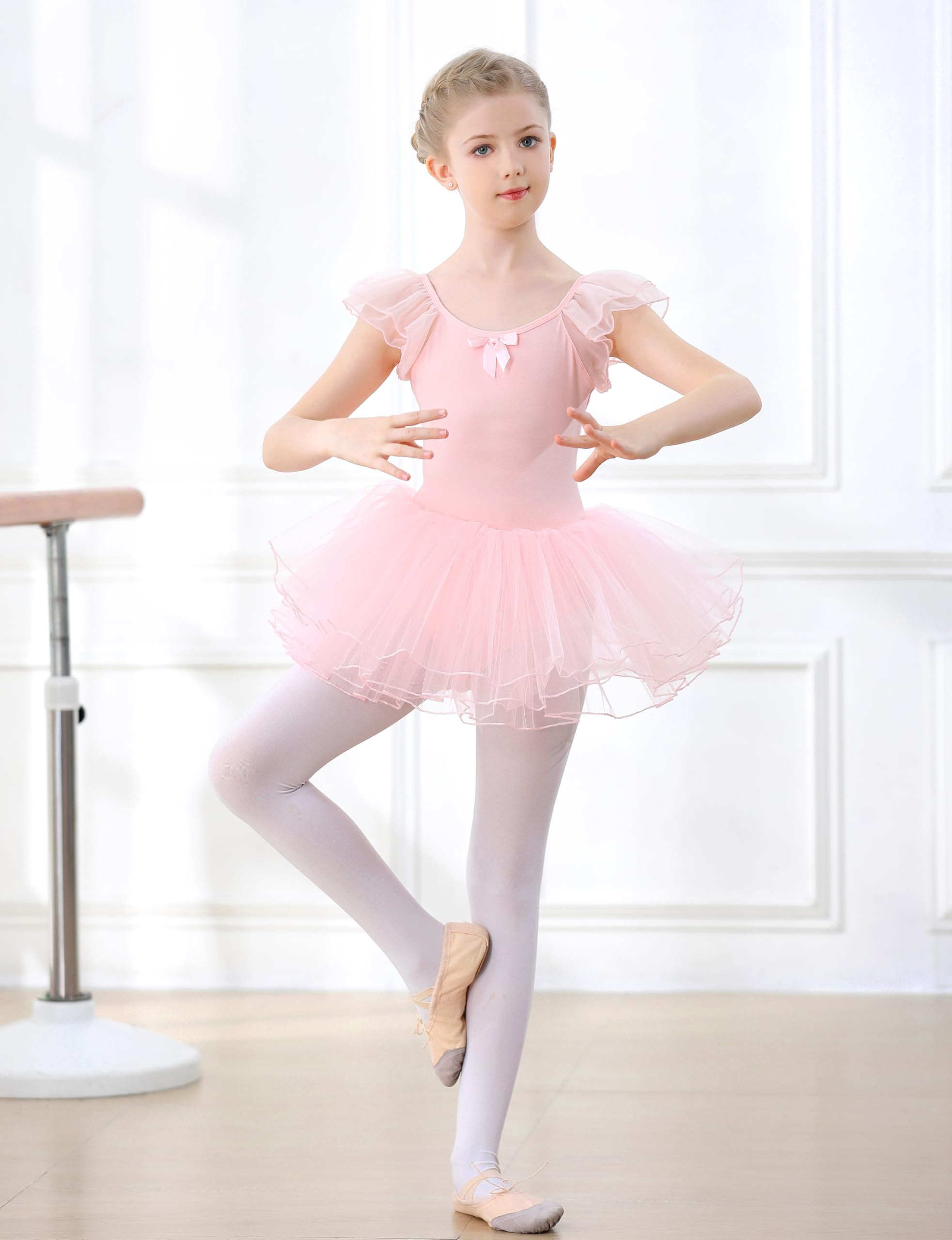 Robe de Danse Ballet pour Fille Coton Justaucorps de Ballet Tutu Danse Classique Fille