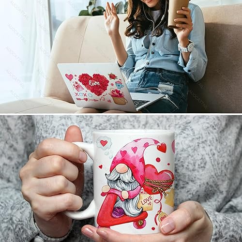 Miniatura 4 de AUOCATTAIL 12 hojas de calcomanías de transferencia de vasos UV DTF para el día de San Valentín para vasos de vidrio, impermeable, frotar en