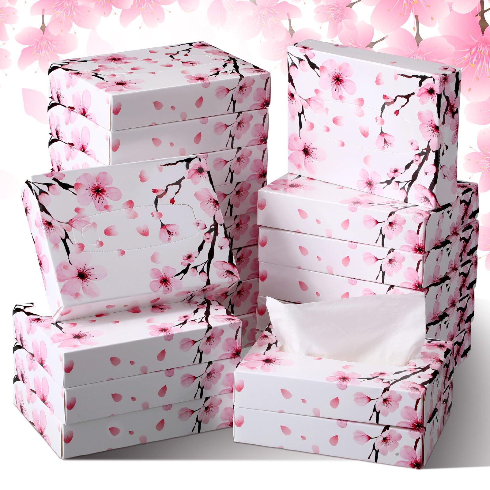 Yinder 24 Pcs Small Tissue Cube Box 960 Sheets for Classroom, Cherry