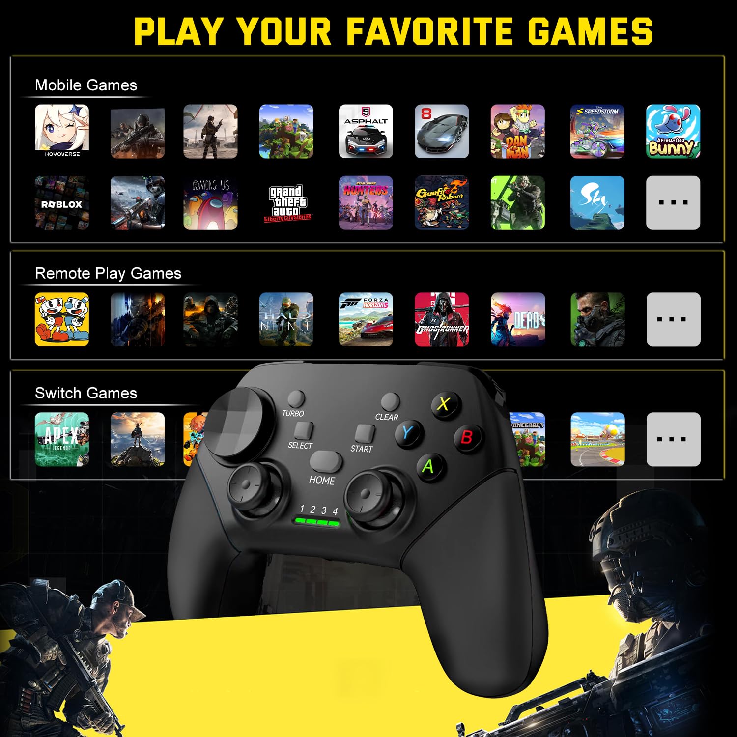 Joso Controller di gioco mobile wireless per iOS, Android, iPad, tablet, PC, controller del telefono per iPhone 14/13/12/11, Galaxy S22/21, telefoni Android, COD Mobile, Genshin Immpact, Cloud Gaming