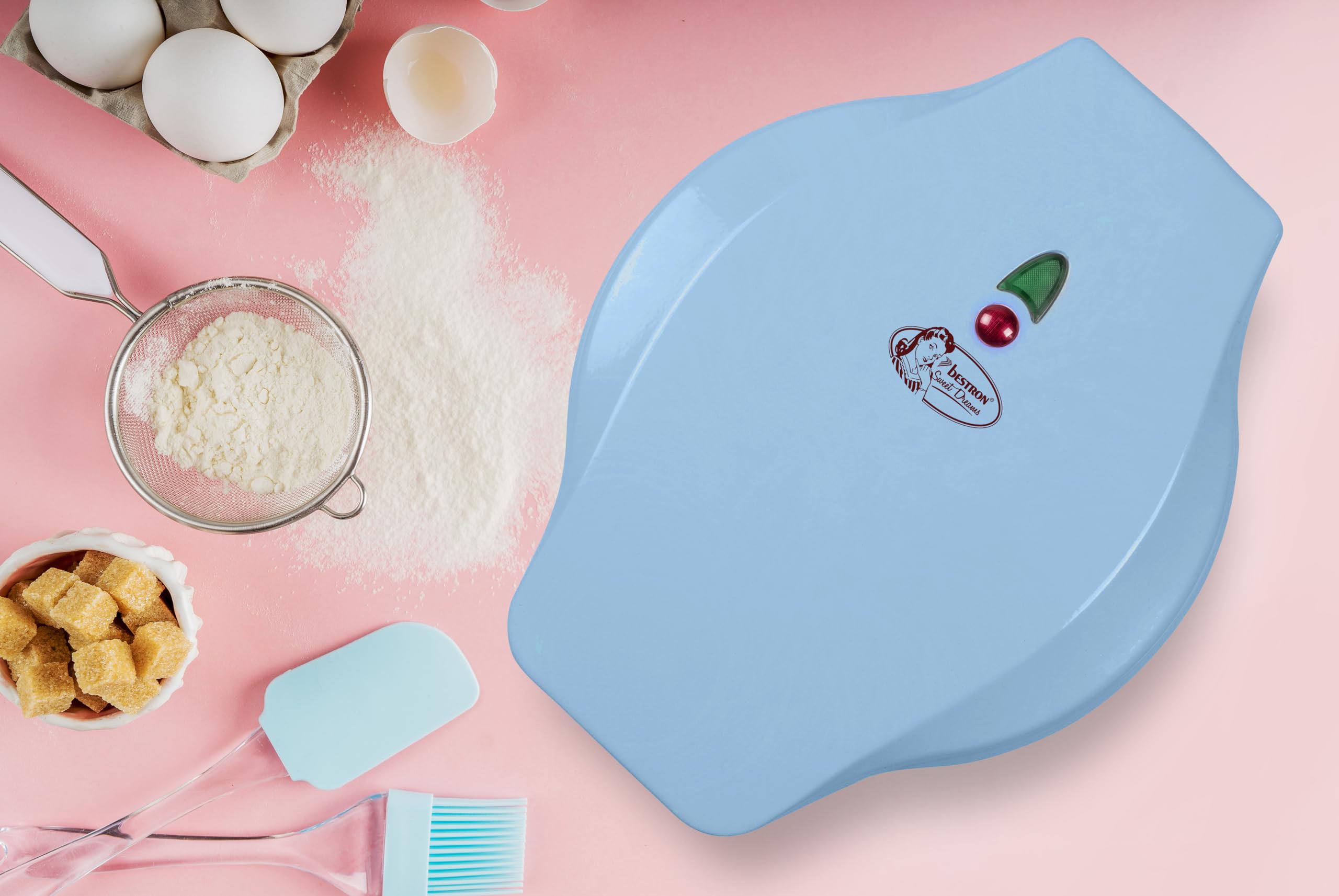 Bestron Waffle Maker con motivi di animali, piastra per Waffle mini biscotti a cialda, indicatoro luminso & rivestimento antiaderente, 700 watt, colore: Blu