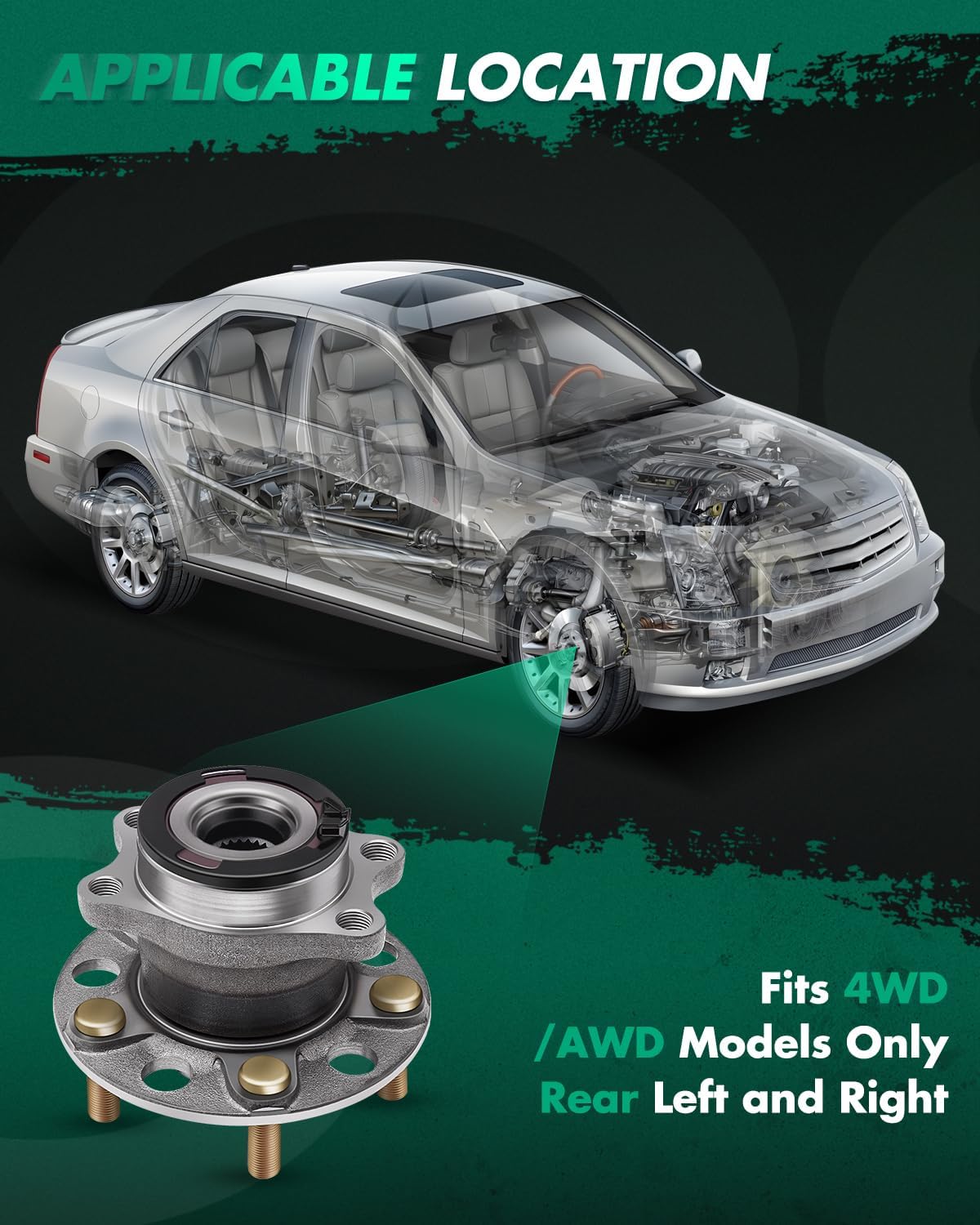 SCITOO 1PC 4WD/AWD Rear Wheel hub Bearing Left&Right for 2007-2008 for Dodge Caliber, 2007-2017 for Jeep Compass,Patriot 512333 w/ABS