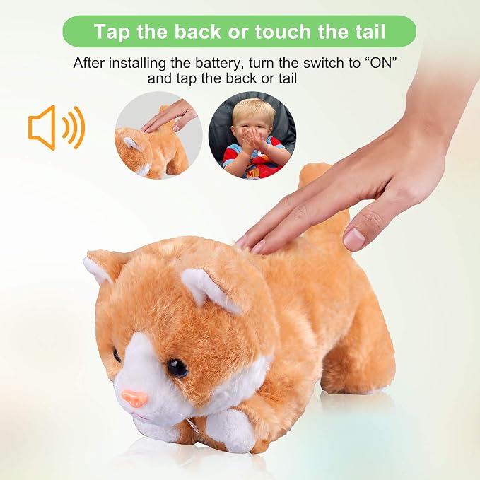 Gato Robot de Peluche Interactivo Amarillo 12x8x5 pulgadas miniatura 5