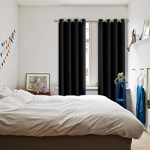 Miniatura 2 de BGment Cortinas opacas con aislamiento térmico y ojales, cortinas para oscurecer la habitación y la sala de estar, juego de 2 paneles