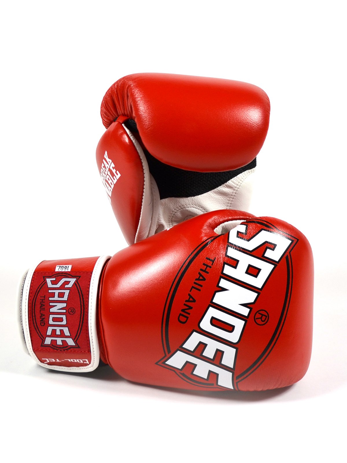 Sandee Cool-Tec Hook & Loop Red, White & Black Leather Boxing Glove-12